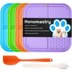 Dog Lick Mat Slow Feeder Silicone Pad Suction Cups Anxiety Bath Grooming